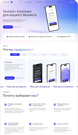 дизайн сайта сервиса Pay Selection