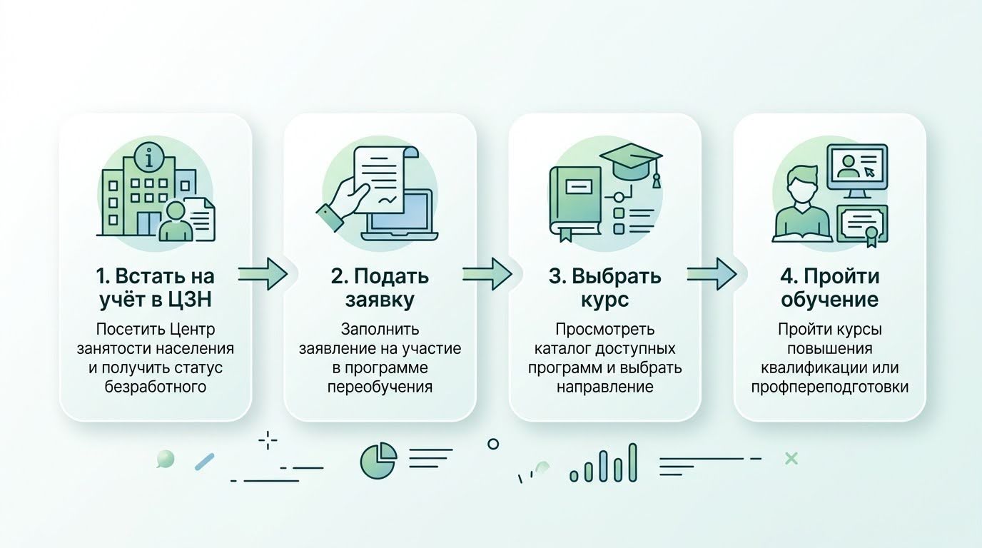 Схема получения бесплатного обучения через ЦЗН — 4 шага