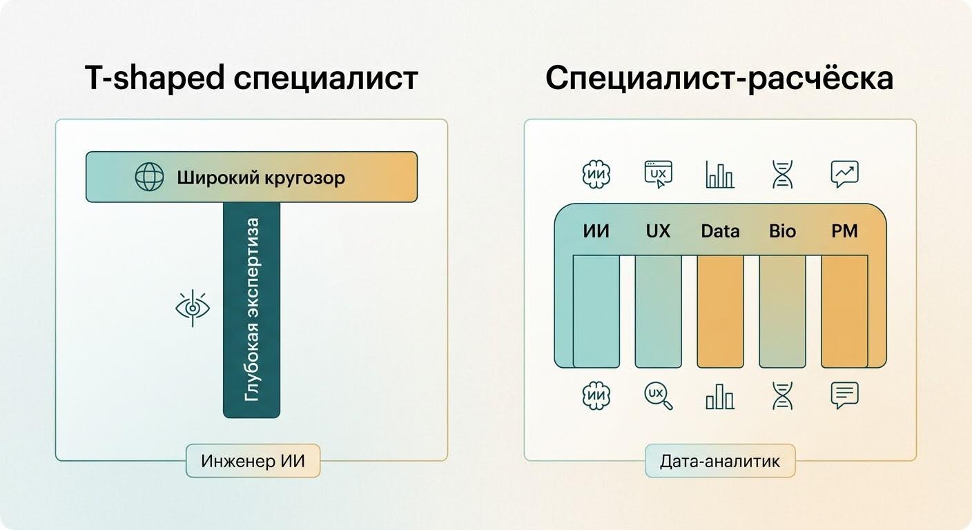"Схема T-shaped специалист против специалиста-расчёски — навыки профессий будущего