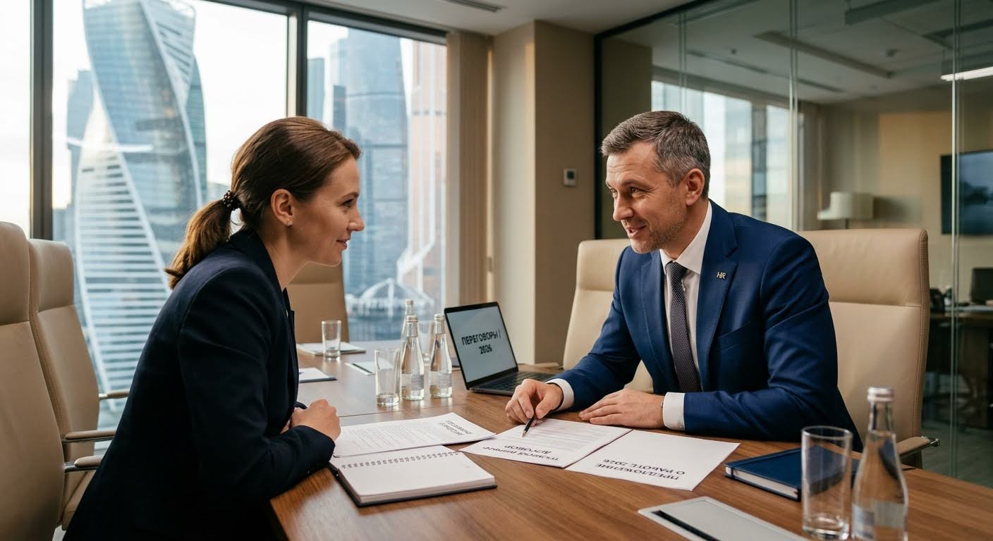 Работодатель ведёт переговоры об условиях работы с кандидатом