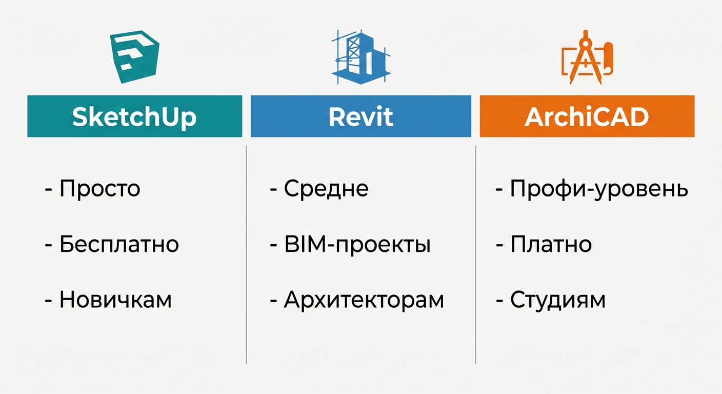 Сравнение SketchUp, Revit и ArchiCAD — какой инструмент выбрать новичку