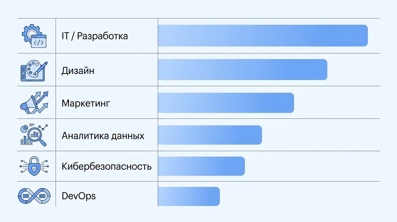 Топ-6 направлений с наибольшим ростом спроса и дефицитом кадров