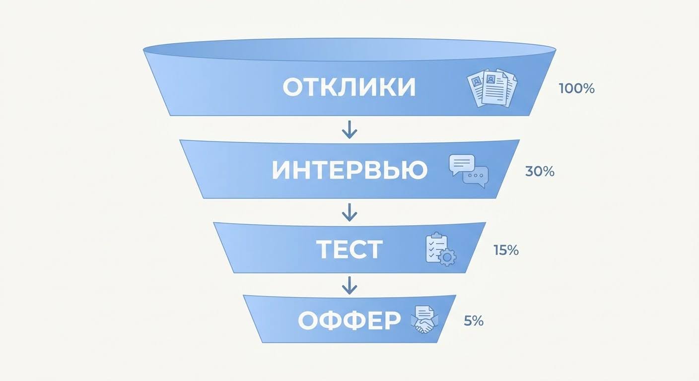 Воронка трудоустройства: от откликов на вакансии до получения оффера
