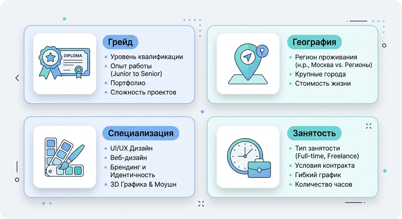 Четыре главных фактора влияния на зарплату графического дизайнера