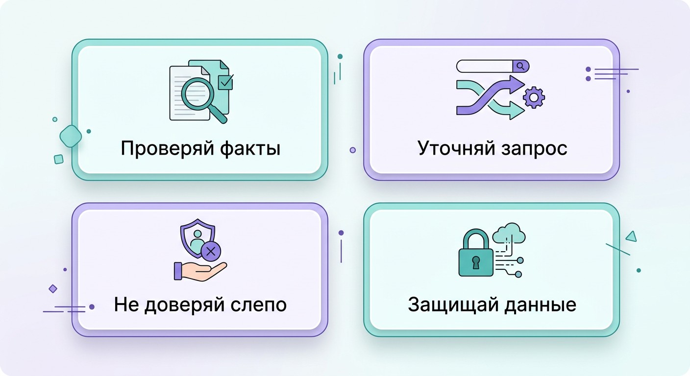 Инфографика: 4 правила работы с искусственным интеллектом