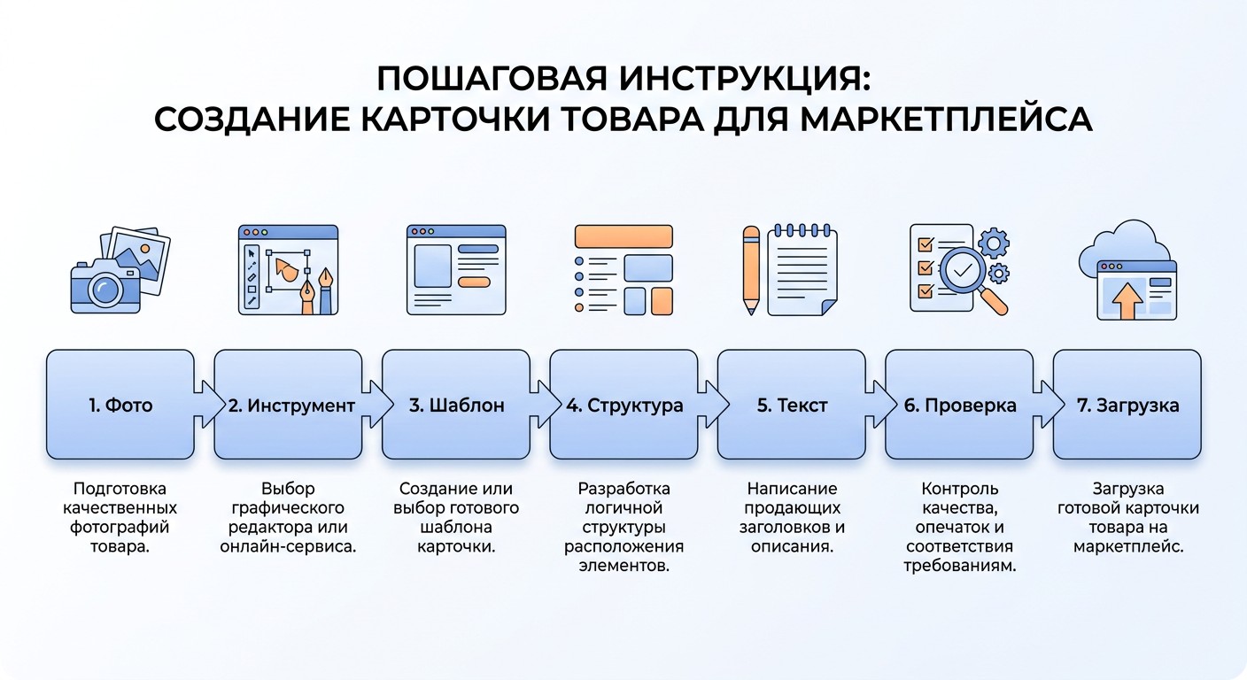 7 шагов создания дизайна карточки товара — инфографика