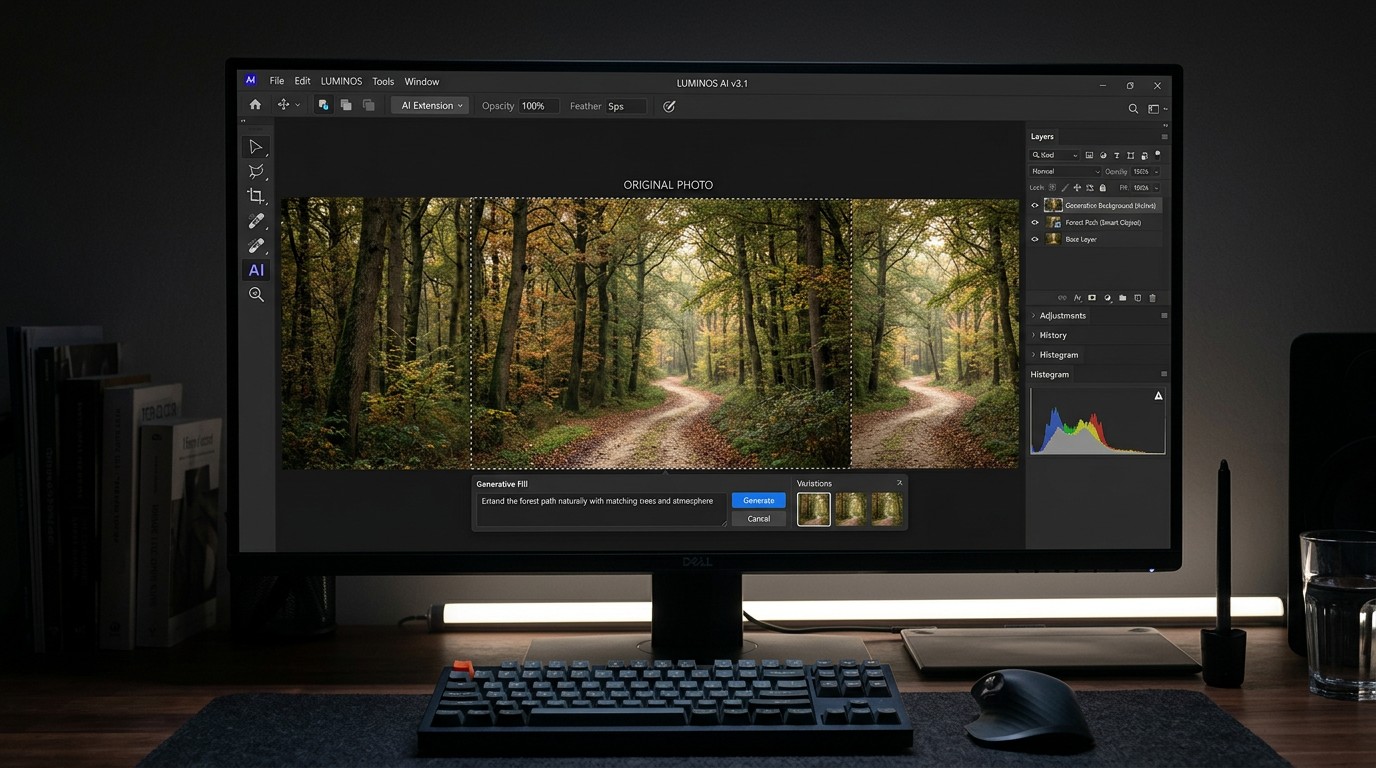 Generative Fill в Adobe Photoshop — расширение фона нейросетью