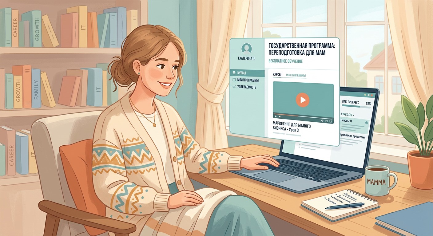 Мама в декрете проходит бесплатное онлайн-обучение на платформе