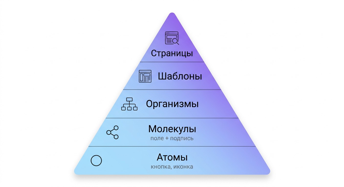 Атомарная иерархия дизайн-системы: пять уровней компонентов