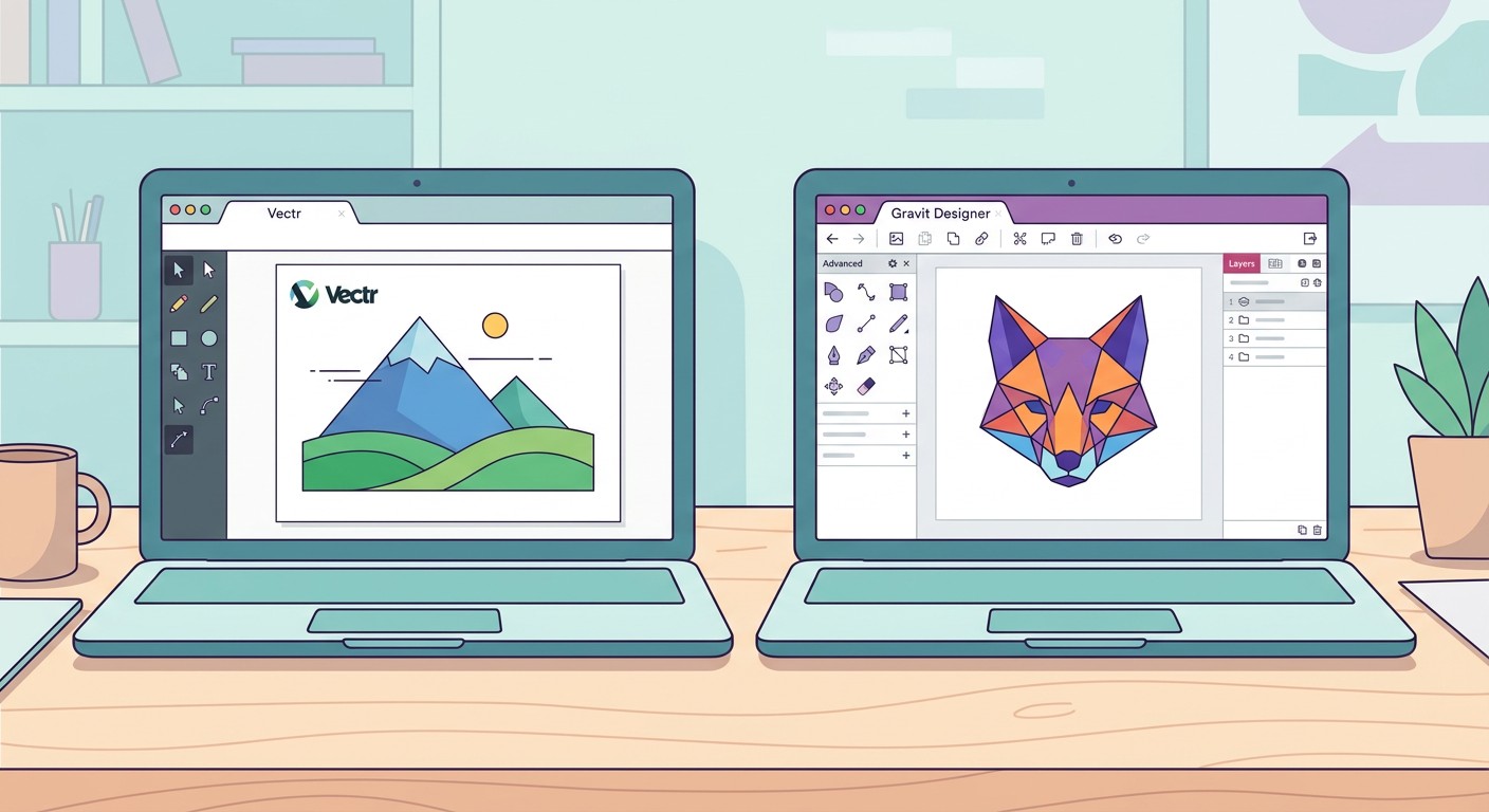 Бесплатные альтернативы Adobe Illustrator — Vectr и Gravit Designer на ноутбуках