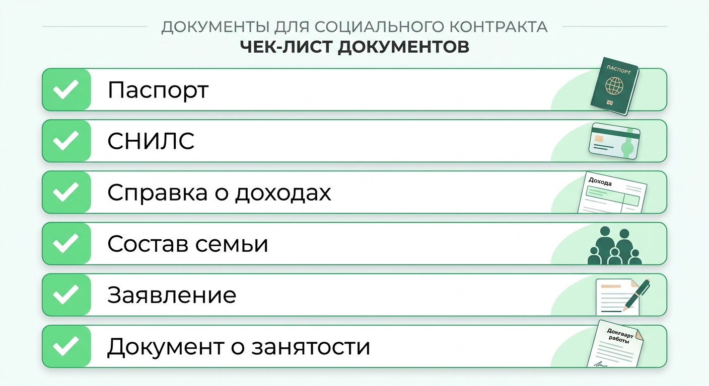 Чек-лист документов для оформления социального контракта на обучение