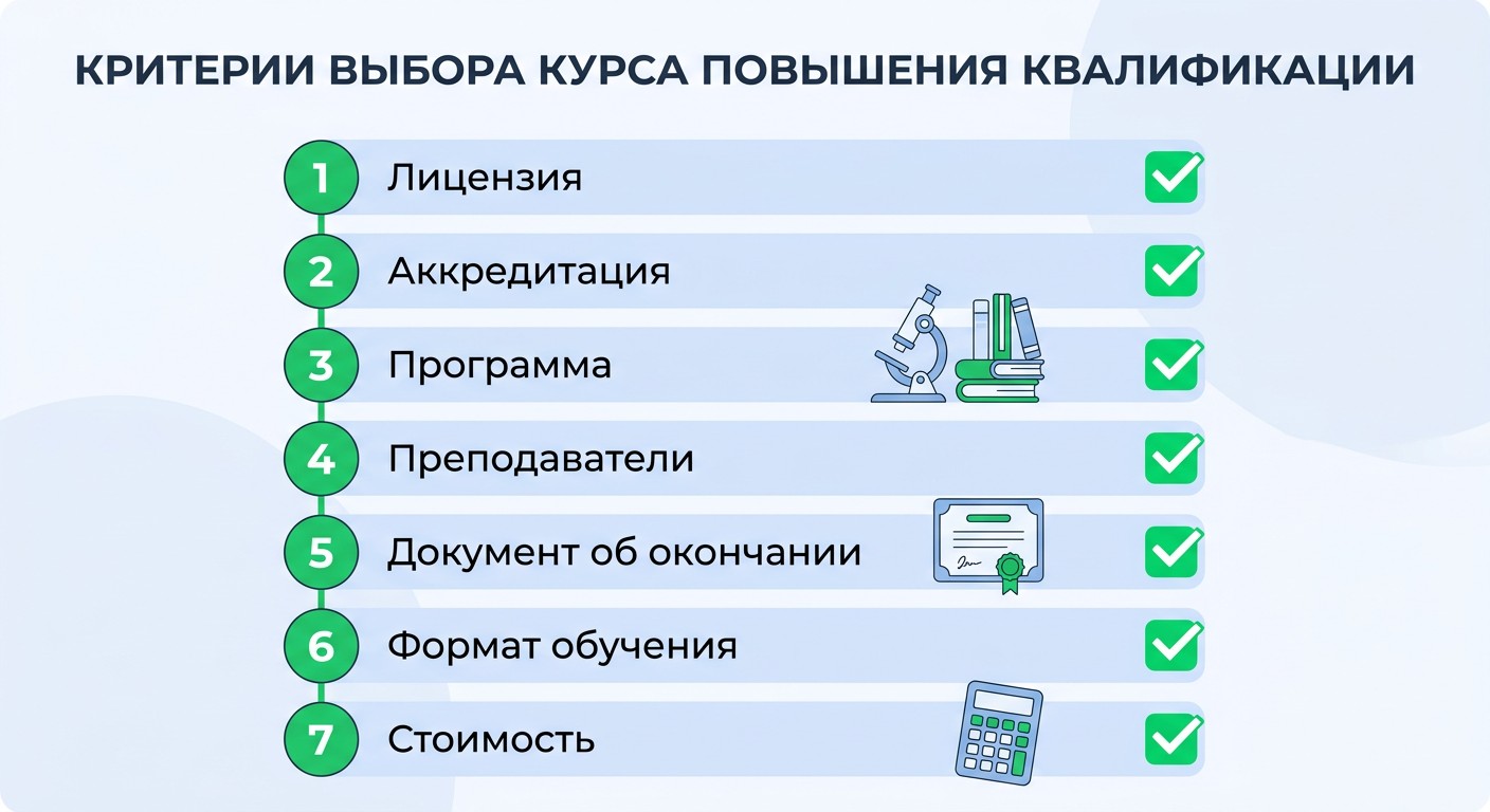 Чек-лист из 7 критериев для выбора курса КПК