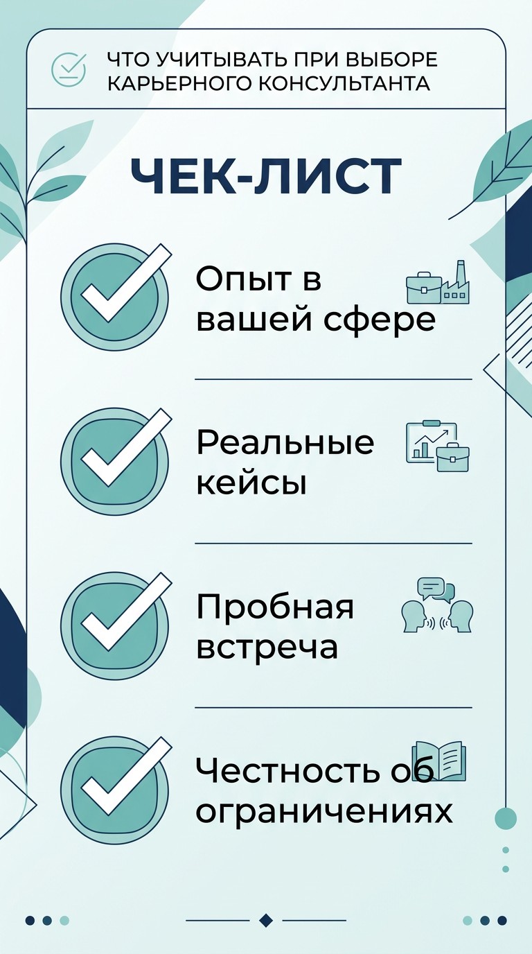 Чеклист выбора карьерного консультанта — четыре ключевых критерия