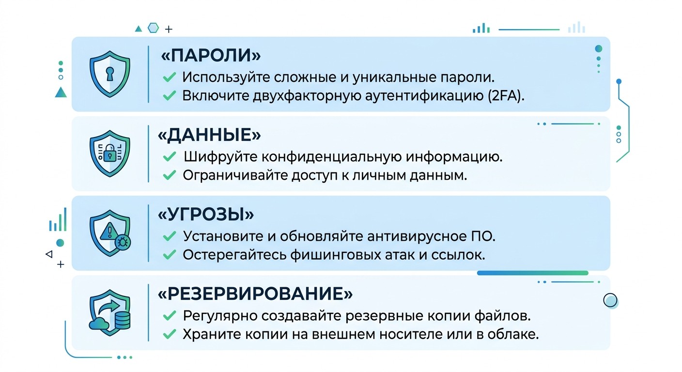 Чеклист цифровой безопасности: пароли, данные, угрозы, резервирование