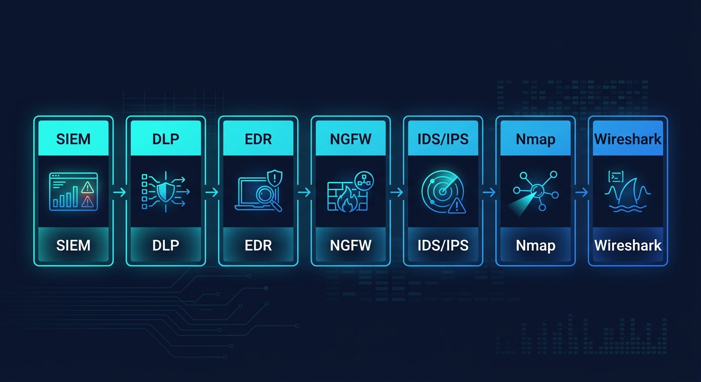 Стек инструментов специалиста по ИБ: SIEM, DLP, EDR, NGFW, IDS/IPS, Nmap, Wireshark