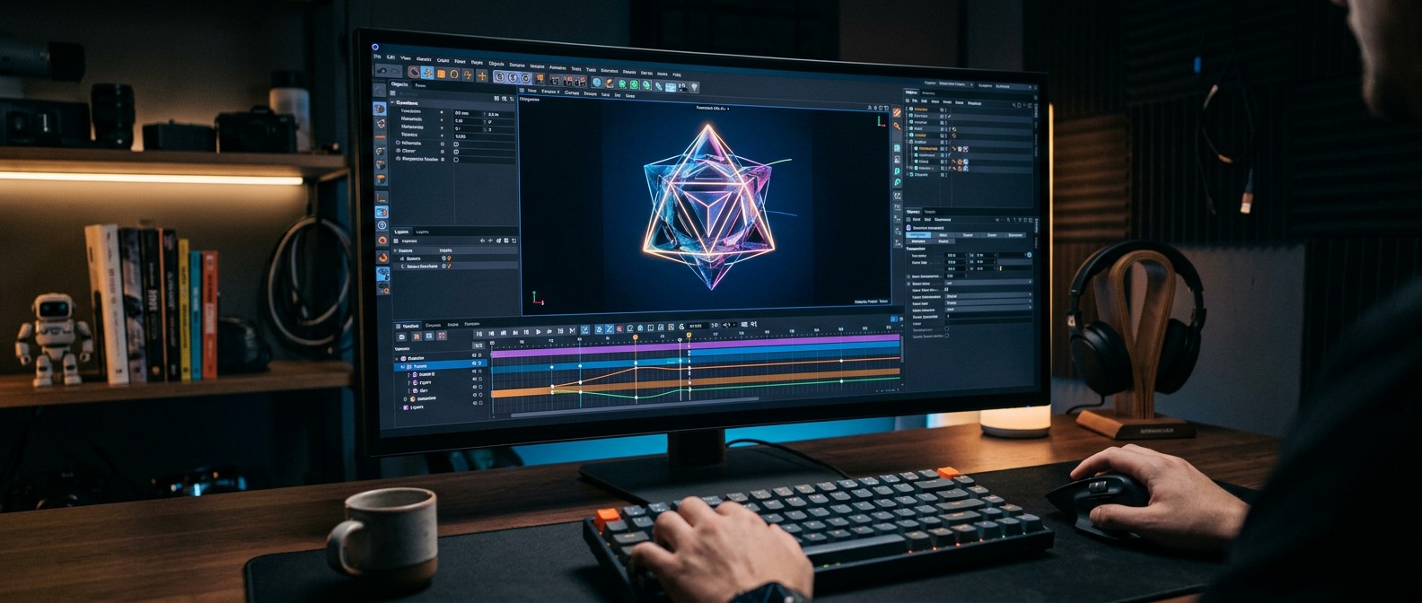 Интерфейс программы для 3D-анимации в моушн-дизайне