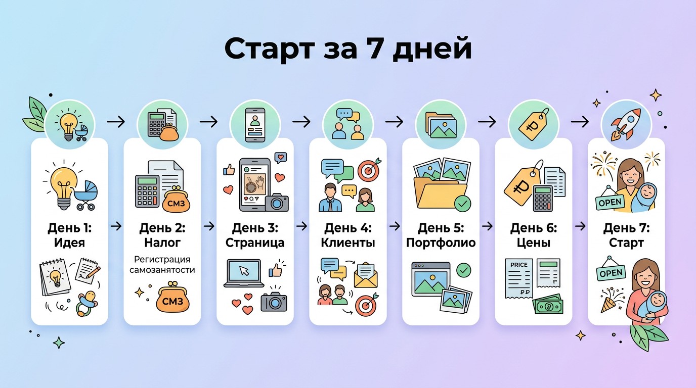 Пошаговый алгоритм старта бизнеса в декрете за 7 дней