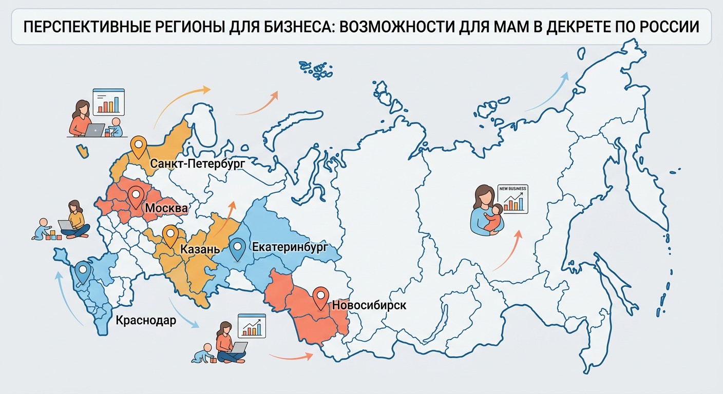Карта России с регионами высокого спроса на услуги в декрете