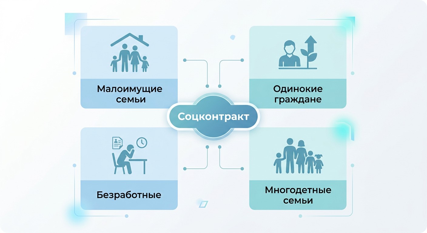 Категории получателей социального контракта на обучение — визуальная схема