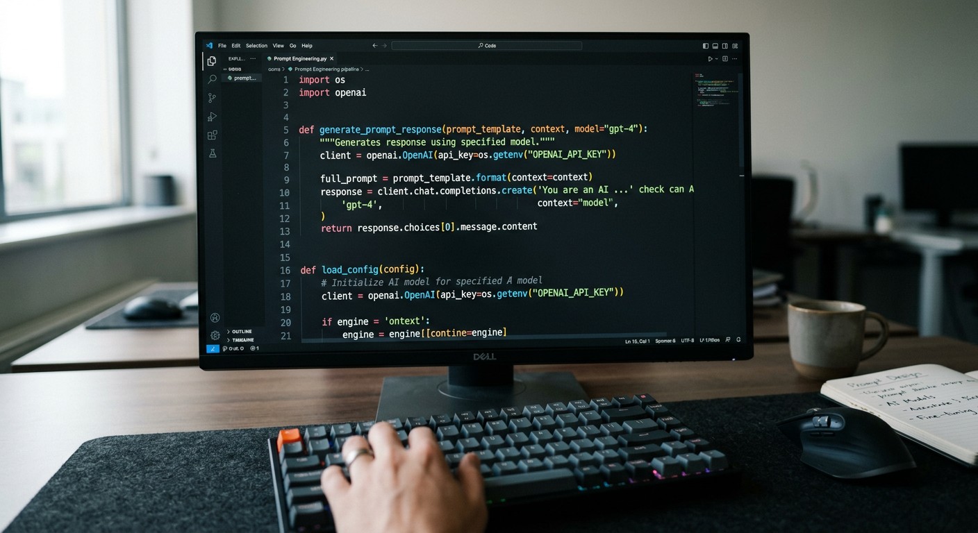 Код Python в редакторе — разработка промптов для нейросетей