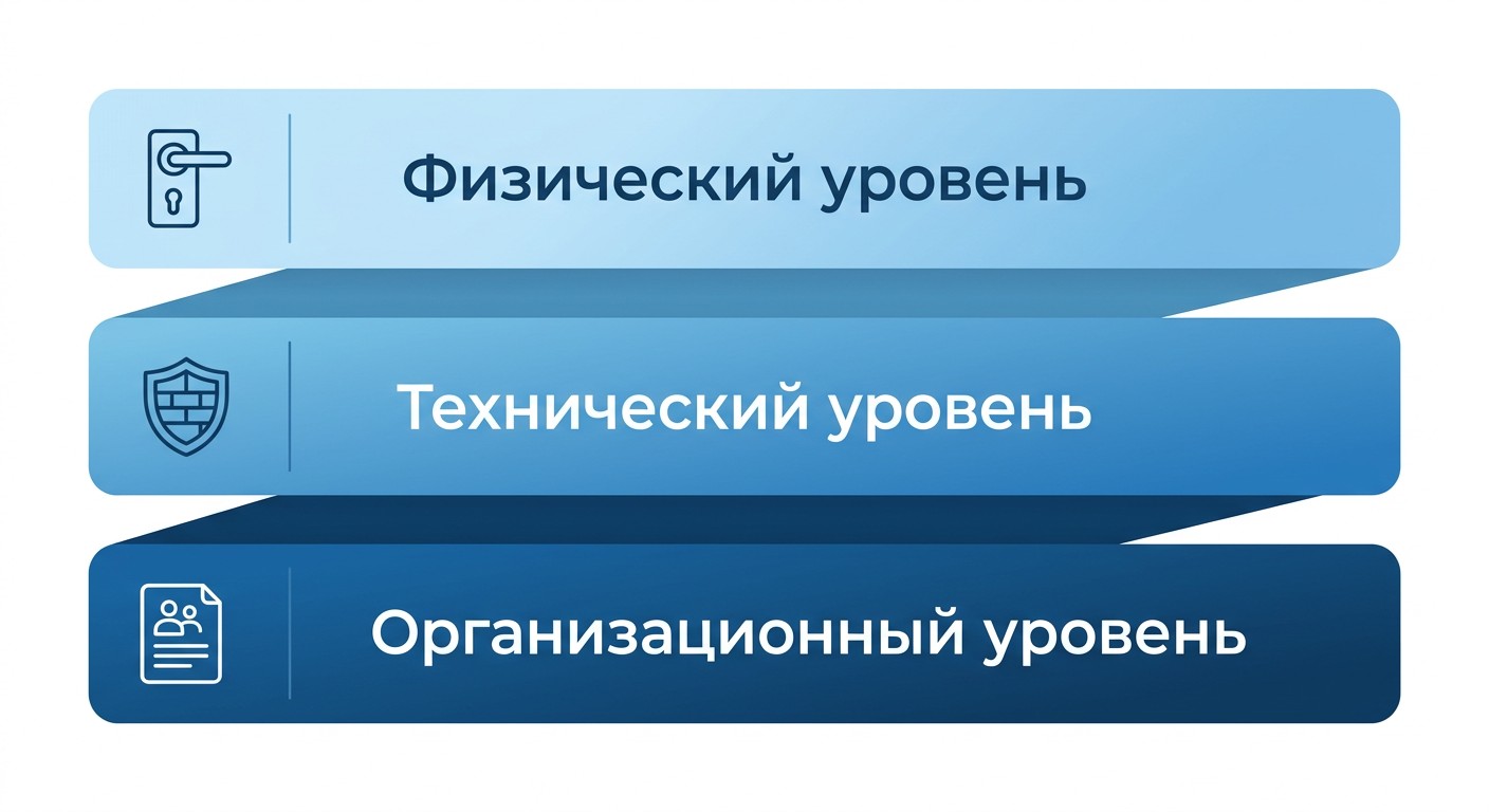 Методы защиты информационной безопасности по уровням: физический, технический, организационный