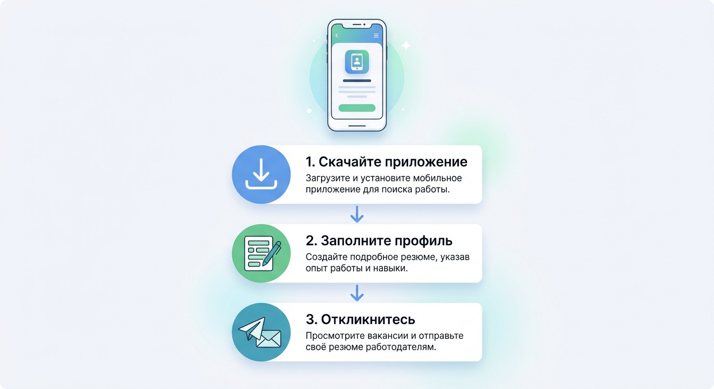 Мобильный сценарий создания резюме за три шага
