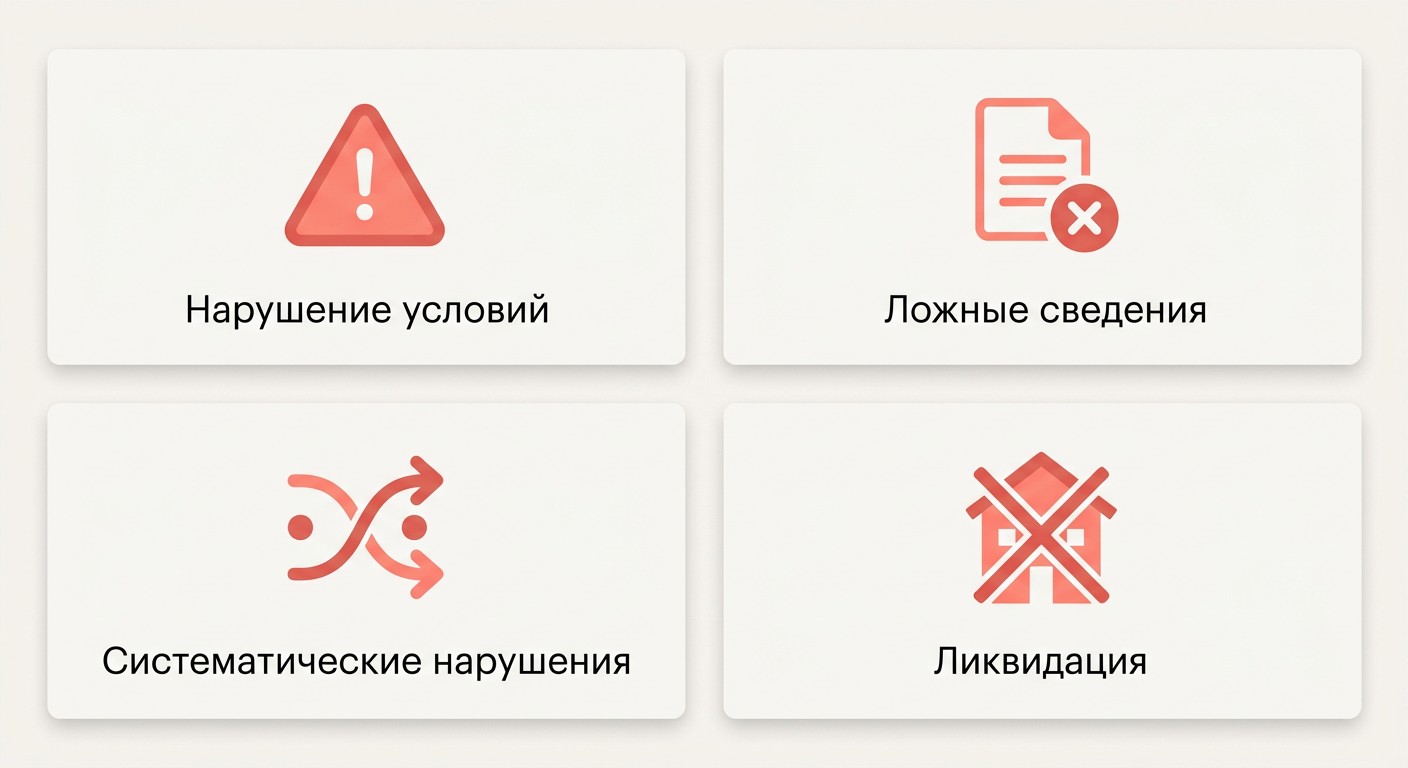 Основания для аннулирования лицензии на образовательную деятельность — четыре группы причин