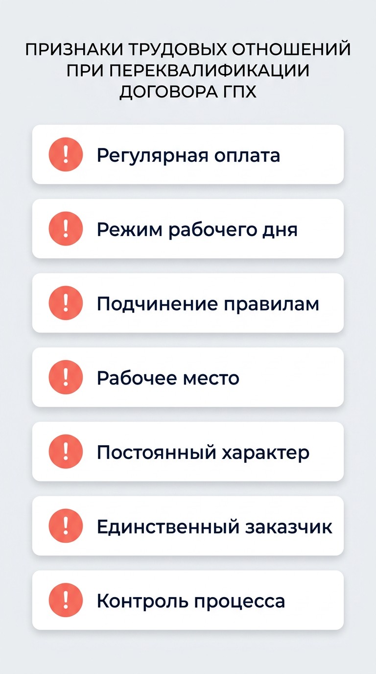 Признаки переквалификации договора ГПХ в трудовой — чеклист для работодателя