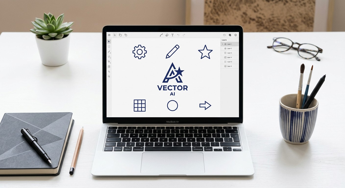 Пример SVG-логотипа и набора иконок, созданных ИИ в Recraft