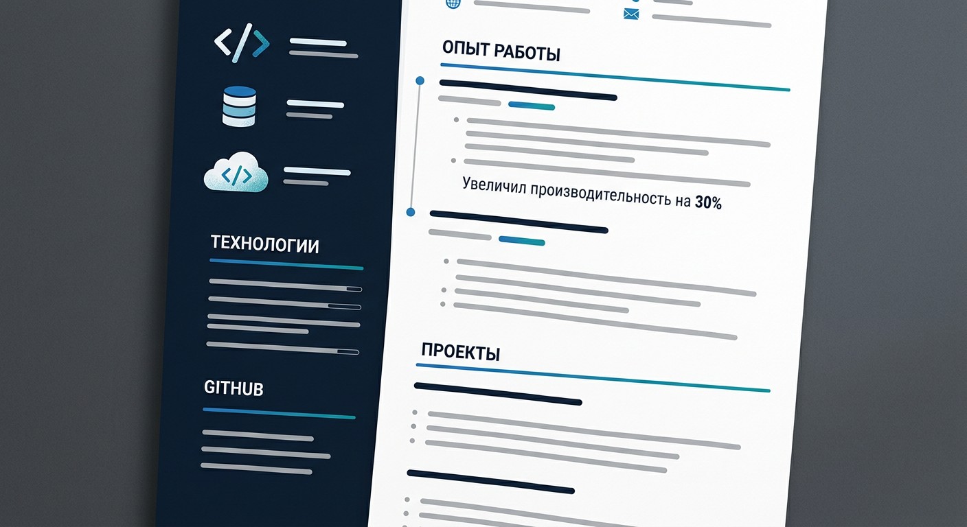 Шаблон резюме IT-специалиста с разделом технологий