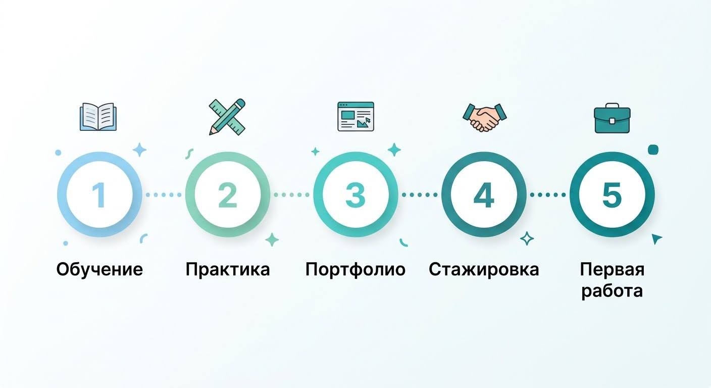 Дорожная карта UX/UI-дизайнера: 5 шагов от обучения до первой работы
