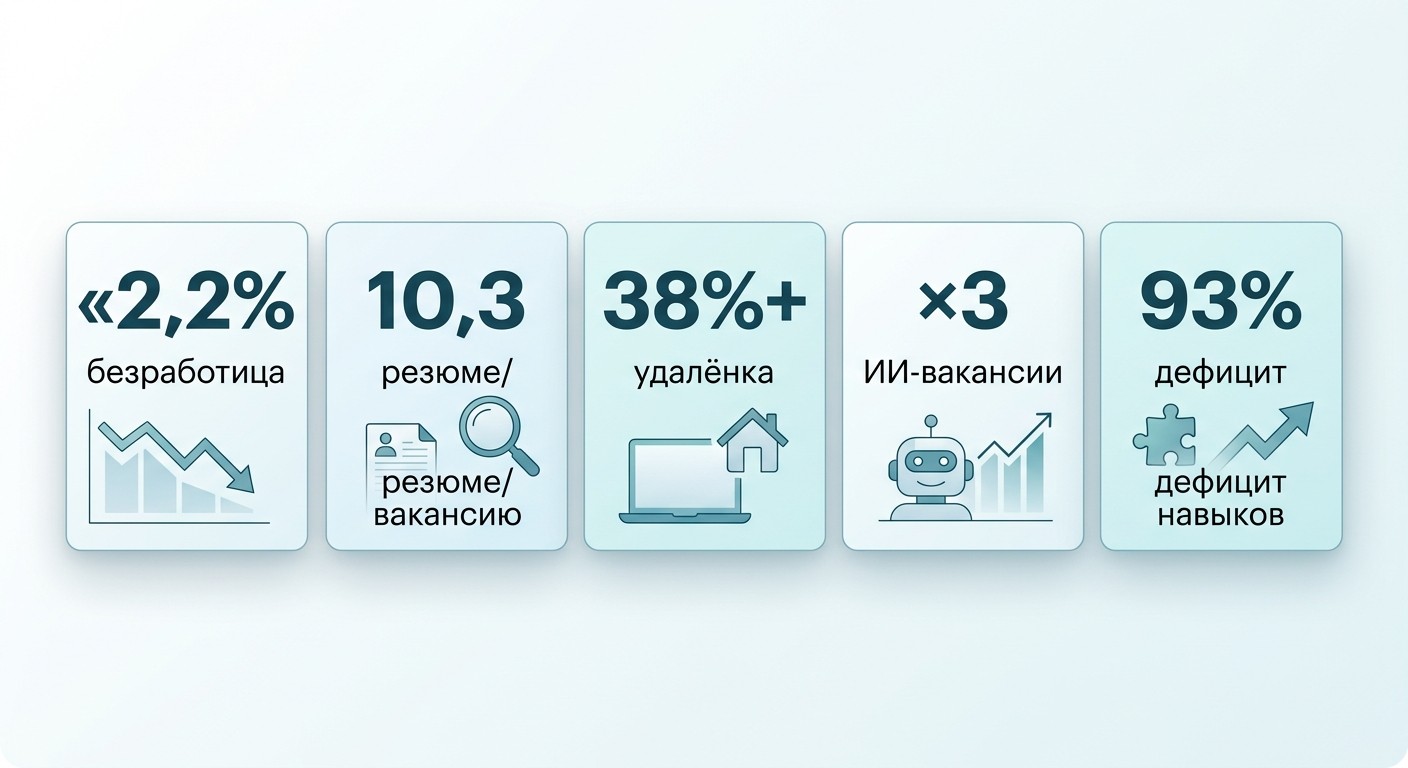Рынок труда 2026 — пять ключевых цифр: безработица, удалёнка, ИИ-вакансии