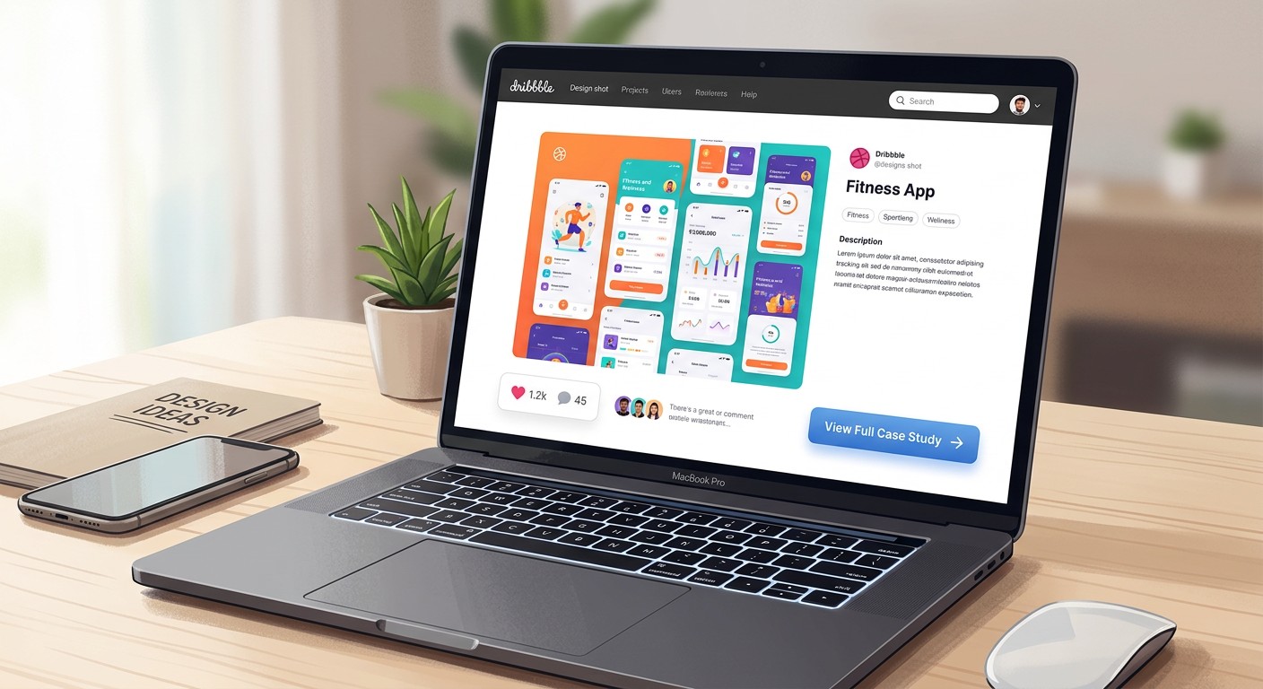 Шот дизайнера на Dribbble со ссылкой на полный кейс