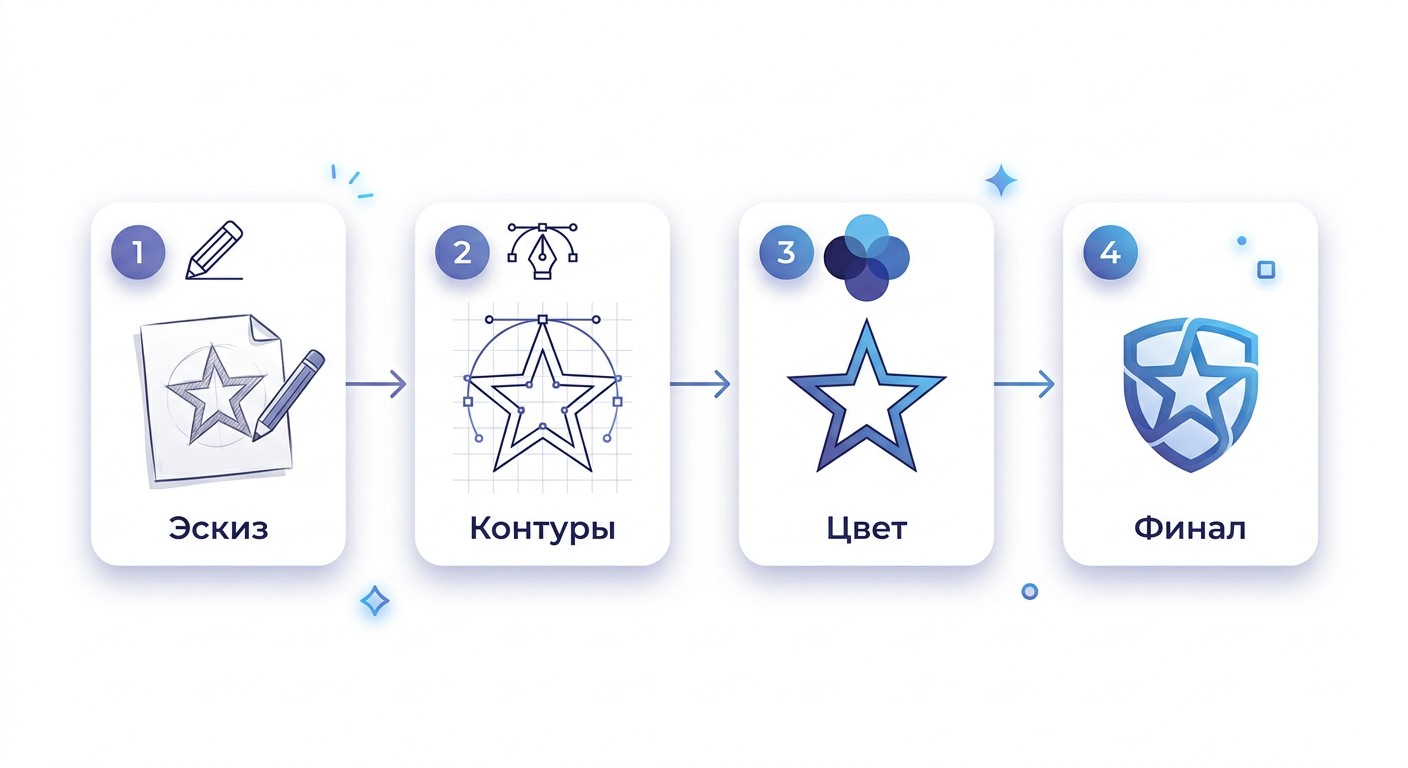 Процесс создания логотипа в Adobe Illustrator — от эскиза до готового результата