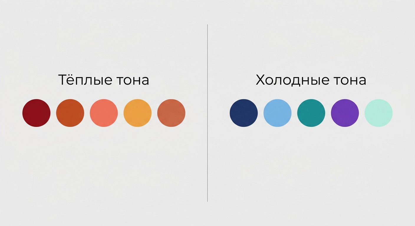 Сравнение тёплой и холодной цветовой палитры в дизайне