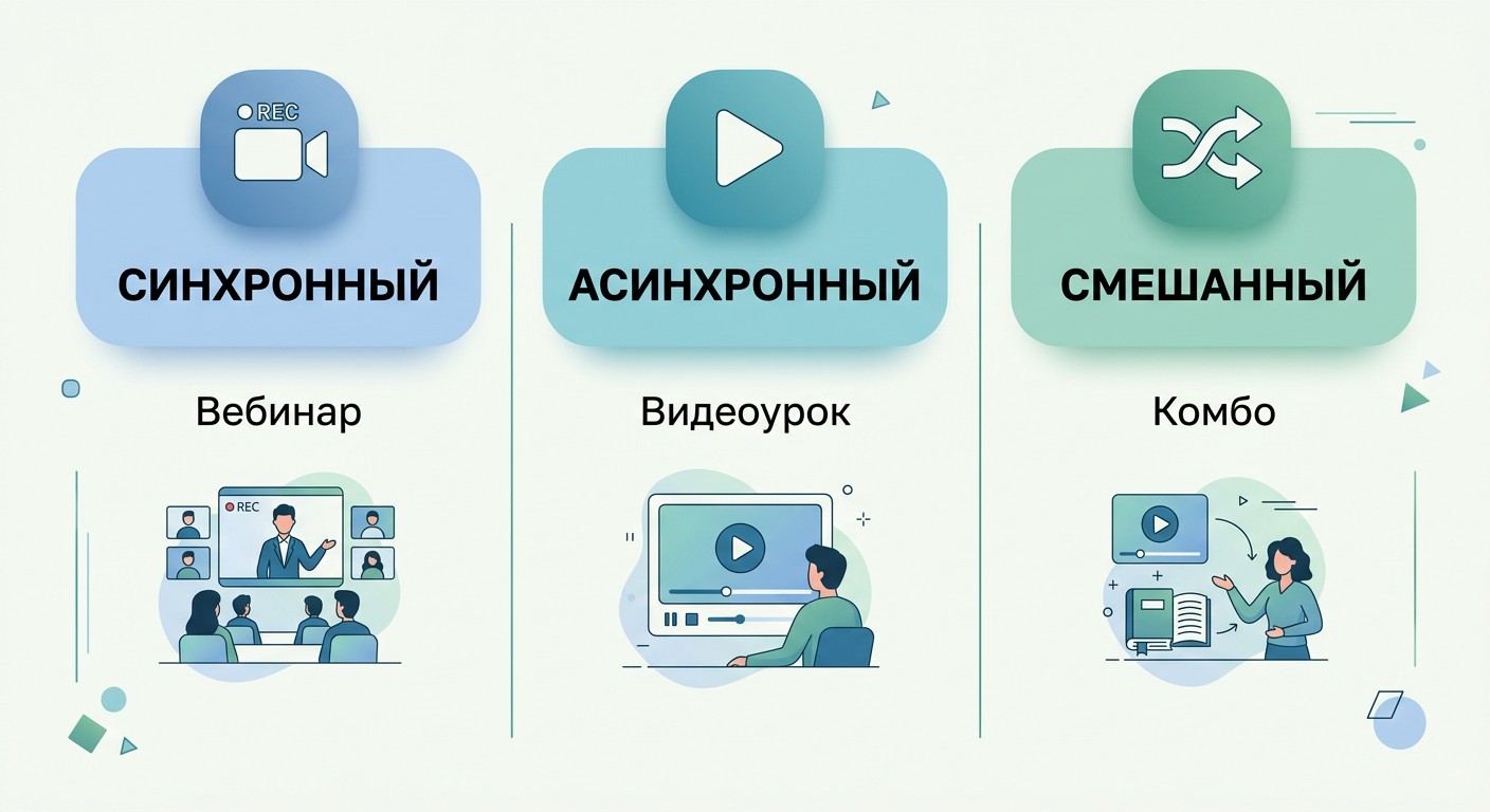 Три типа форматов онлайн-обучения: синхронный, асинхронный, смешанный