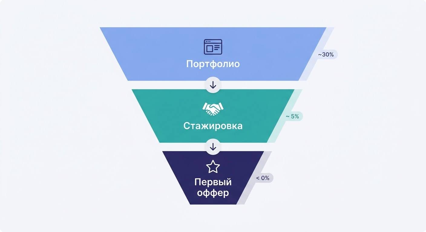 Воронка трудоустройства UX/UI-дизайнера: портфолио, стажировка, оффер