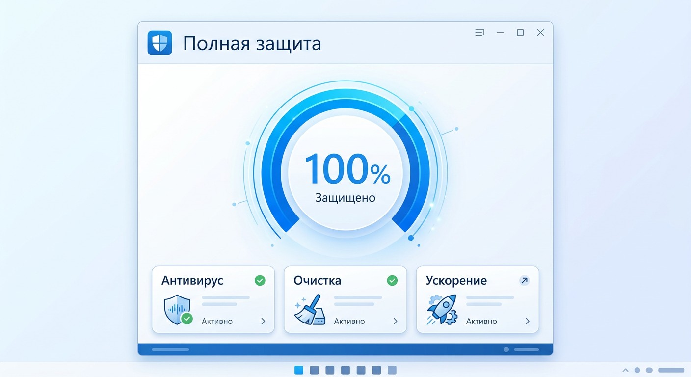 360 Total Security — главный экран с круговым индикатором полной защиты