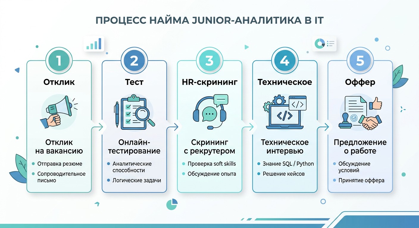 Пять этапов найма junior аналитика — пошаговая схема отбора