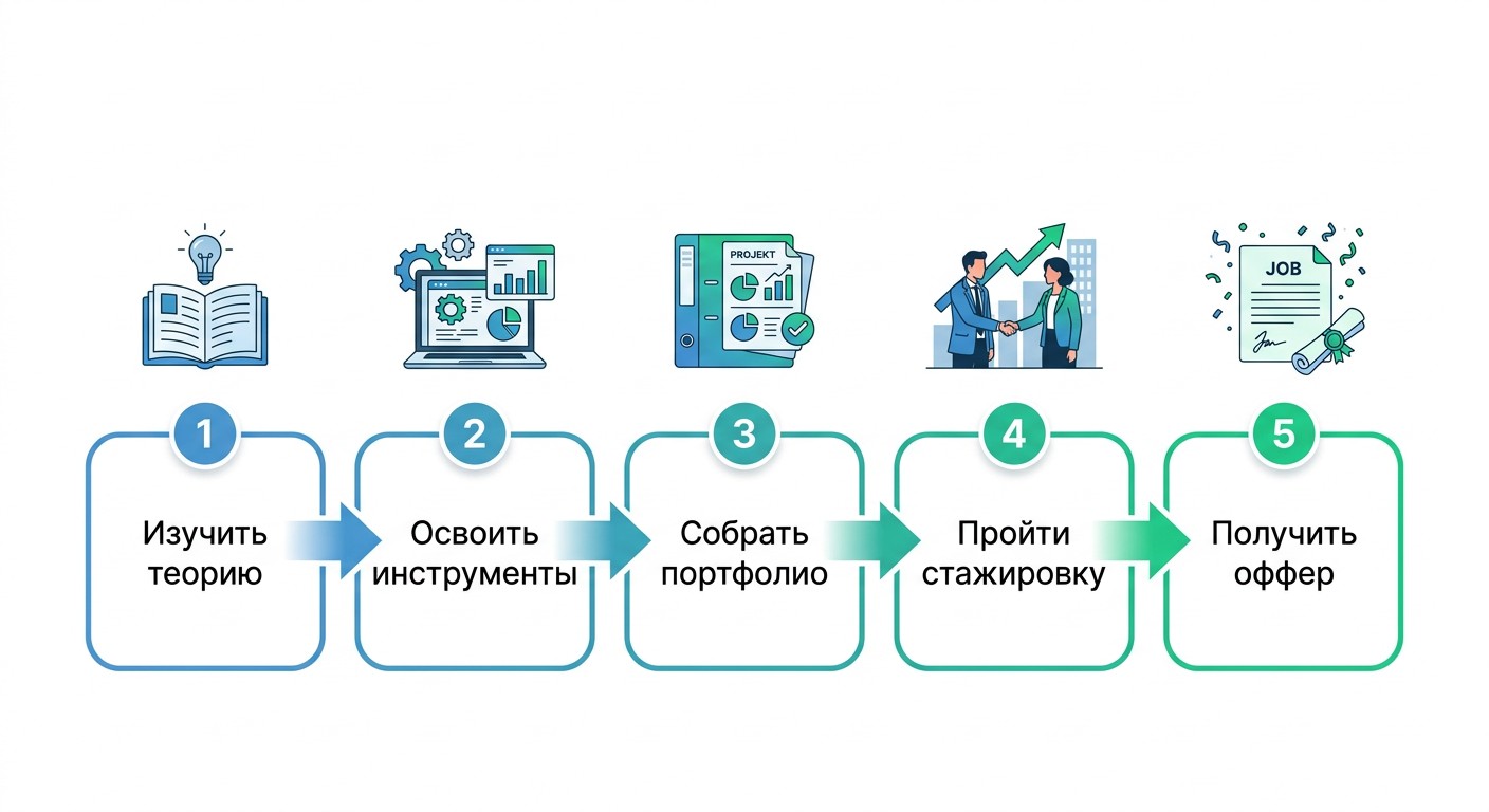 Пять шагов входа в профессию бизнес-аналитика — пошаговая схема