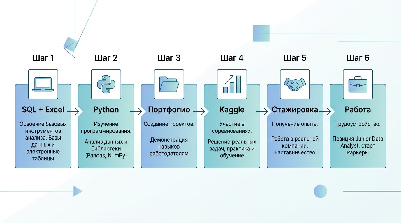 Шесть шагов к первой работе аналитиком данных
