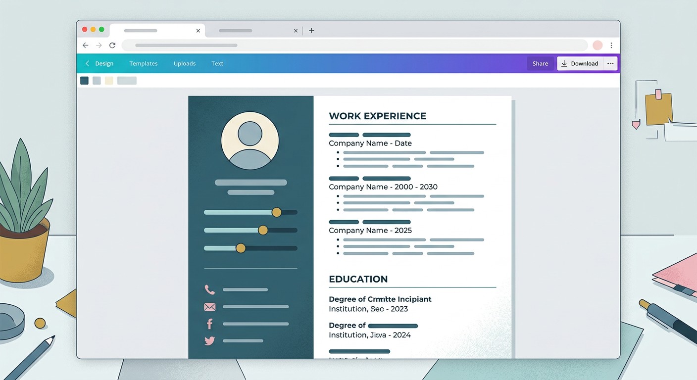 Шаблон резюме в графическом редакторе Canva онлайн