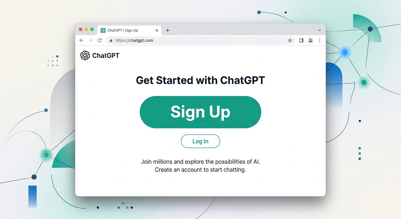 Главная страница ChatGPT с кнопкой Sign Up для регистрации аккаунта