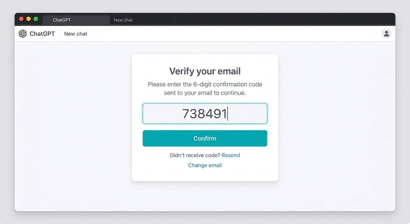 Экран подтверждения email при регистрации аккаунта ChatGPT
