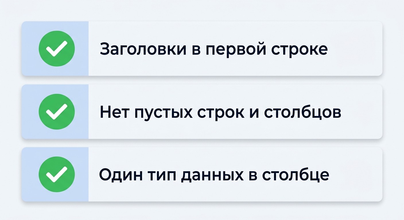 Чеклист три правила подготовки данных для сводной таблицы Excel