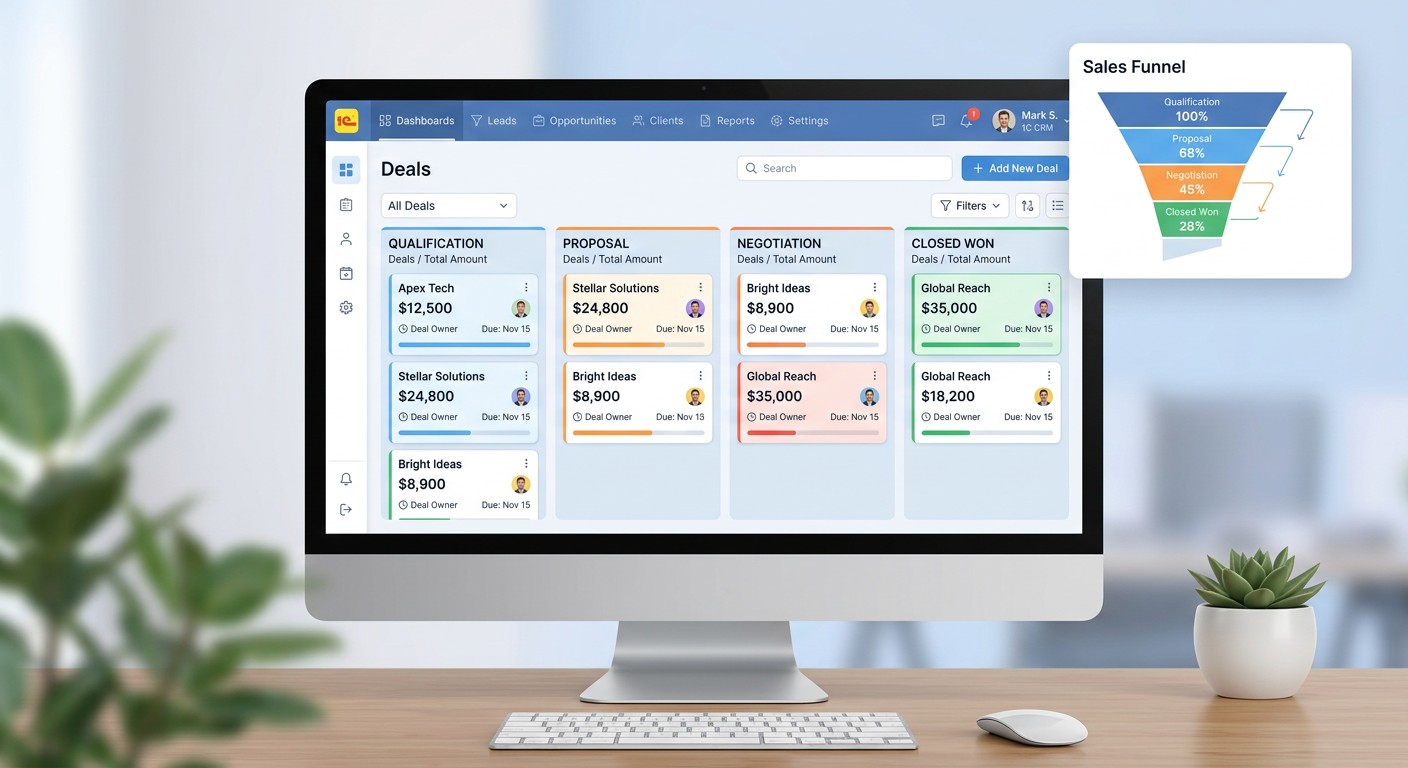 CRM и воронка продаж в 1С:Комплексная автоматизация — управление сделками