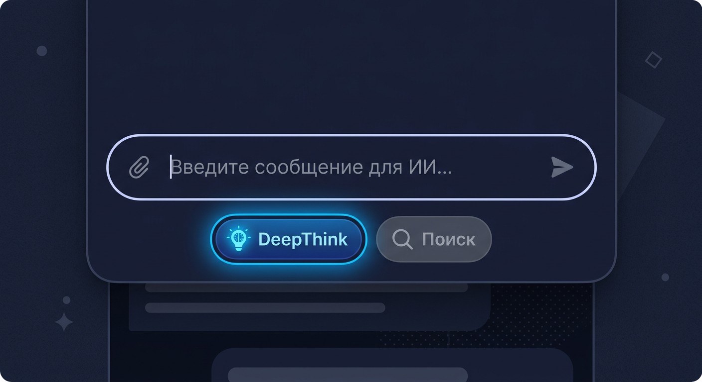 Кнопка DeepThink в поле ввода DeepSeek — активация режима рассуждений