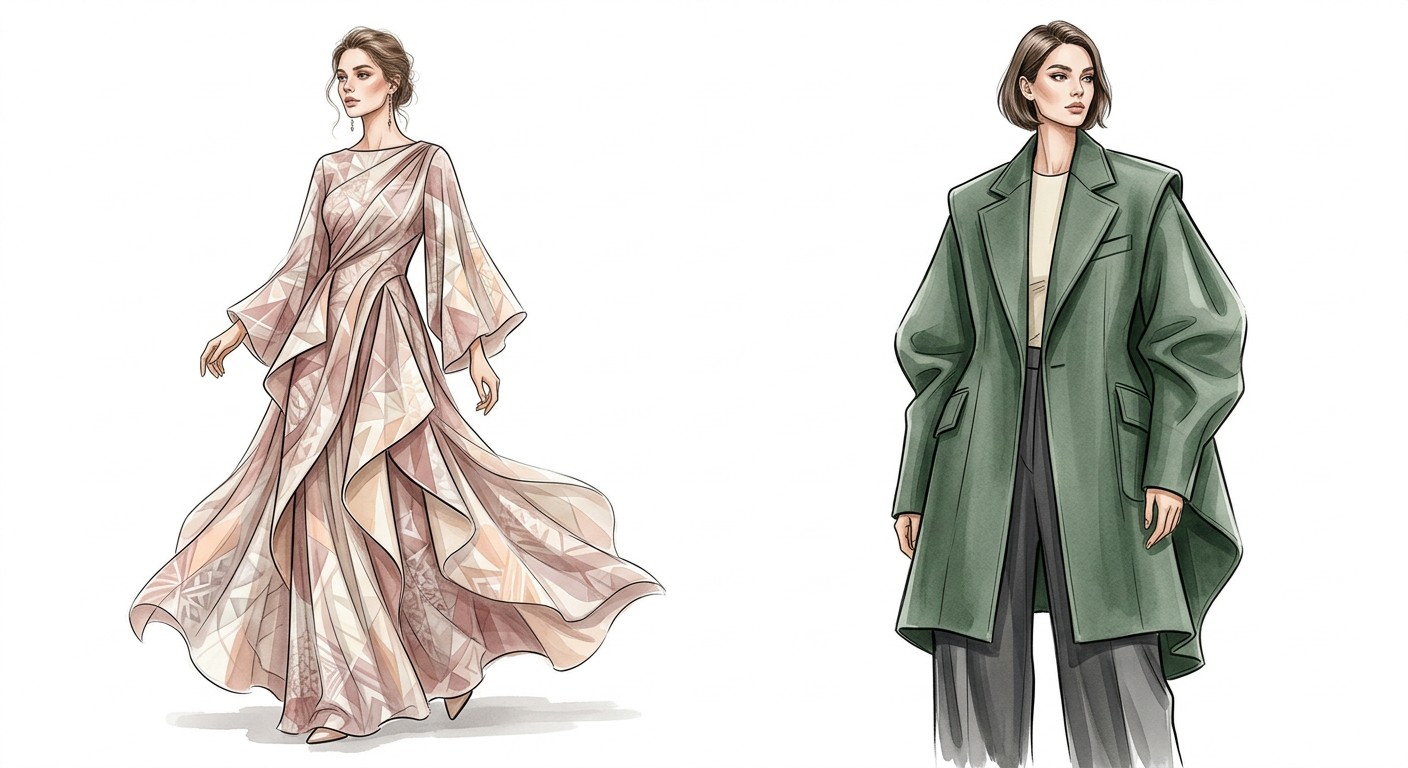 Fashion-концепт коллекции одежды, сгенерированный нейросетью для дизайнера