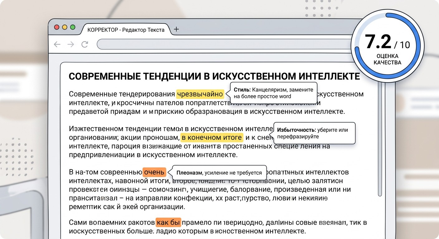 Главред — оценка качества текста нейросети с подсветкой проблемных слов