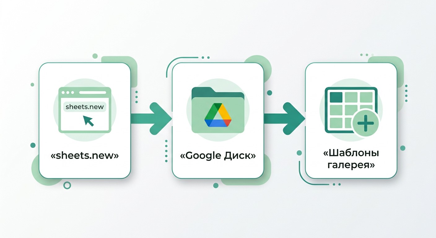 Три способа создать Google Таблицу — инфографика с шагами